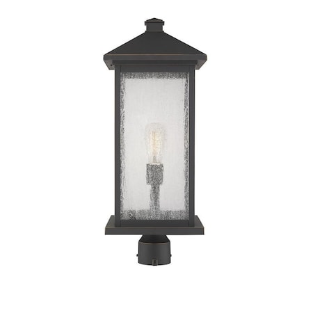 Portland 1 Light Outdoor Post Mount Fixture, Oil Rubbed Bronze And Clear Seedy